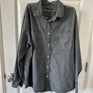 Men's Gray Button-Up Shirt, Double Pump, size XL,